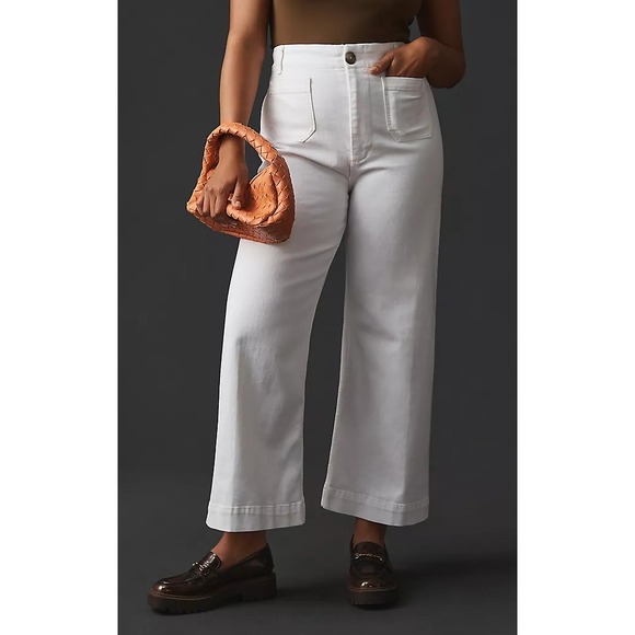 Anthropologie Denim - Anthropologie Maeve The Colette Crop Wide-Lean Jeans - White - Sz 26, 27" Inseam